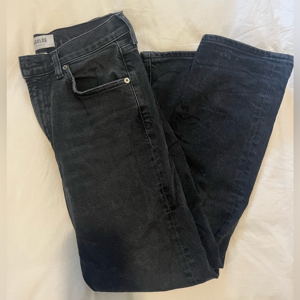 AGOLDE Black Straight Leg Mid-Rise Jeans